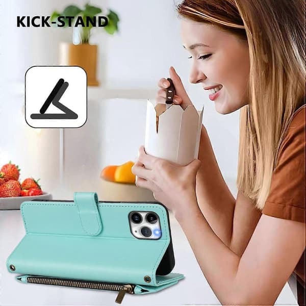 Læderpung-etui med lynlås til iPhone 13 mini —ls For iPhone 11 Pro Max