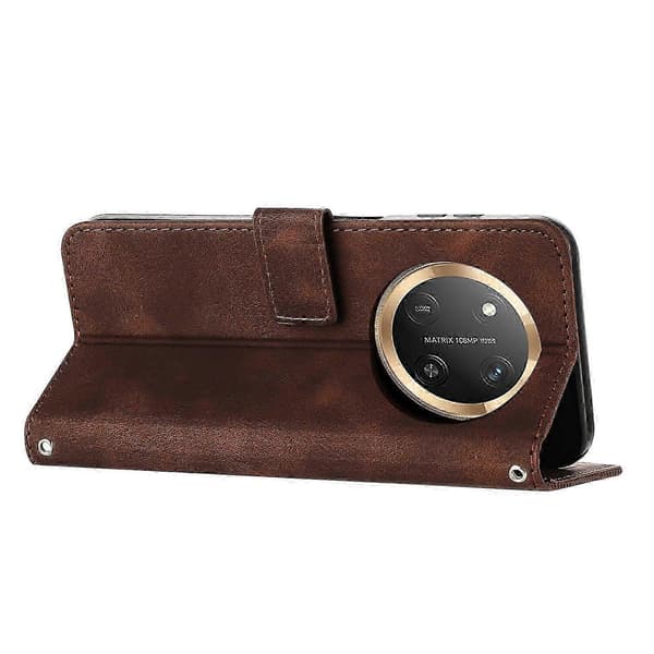Fodral för Honor Magic 7 Lite Skyddande Flip PU Läder Telefonfodral Kompatibel med Honor Magic 7 Lite Brown