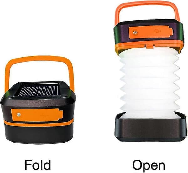 Sammenfoldelig campinglampe Solar vandretorv Sammenklappelig lanterne Genopladelig lommelygte[ls] Orange