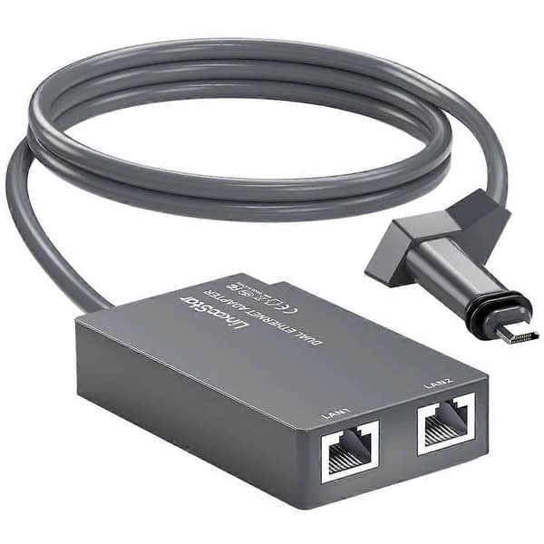 For Gen 2 Ethernet Dual Port Adapter for Satellite GEN2 V2 Network Fiber Optic Jumper Converter Adapter Cable Grå