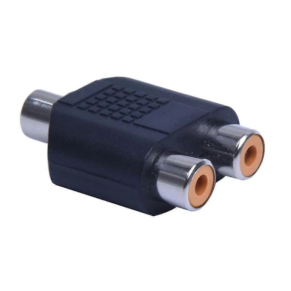 2 stk. RCA AV splitter Y-adapter 1 hun til 2 hun, sort Svart