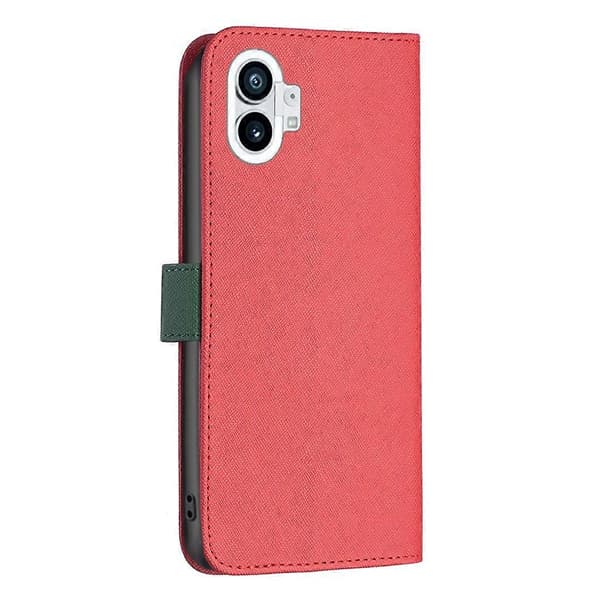 Til Nothing Phone 1 BF13 Farvematchende Kryds Tekstur Læder Telefoncover Red