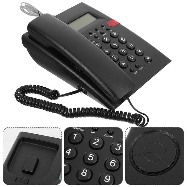 1 sæt fastnettelefoner med ledning, store taster, kablet telefon til kontor, reception, hjem, hotel [ls]
