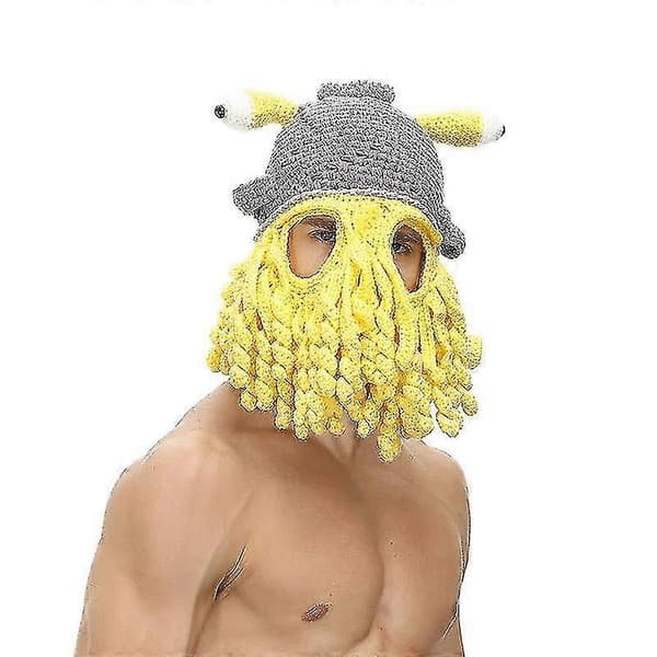 Vinteruldhat Europa og Amerika Sjov blækspruttehat Maske Pullover Tentakelhat[ls]
