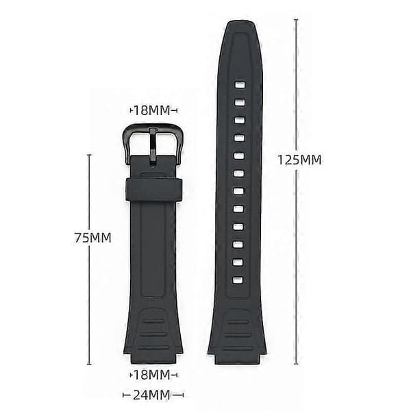 18MM Urrem til Casio W-800H F-91 W-218H Urrem Erstatning Sort Rem