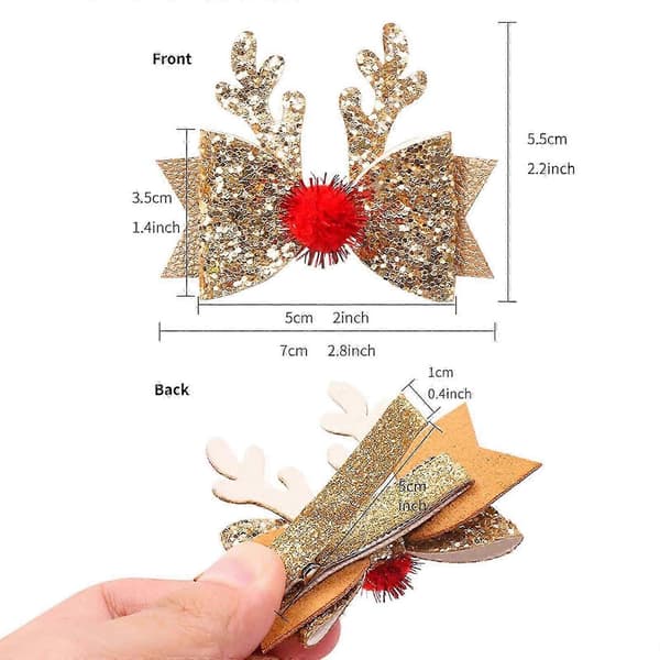 Julhårklämmor Glitter Horn Hårklämmor Julhuvudbonader För Flickor