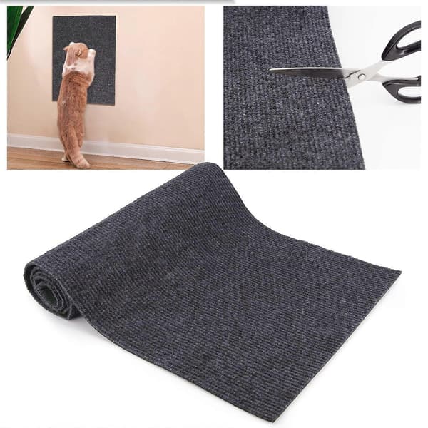 Kradsemåtte til katte Møbelbeskyttelse, DIY Selvklæbende Kradsemåtte til Katte, Anti-ridsebeskyttelse til Sofa, Væg Mørkegrå_max Dark Gray