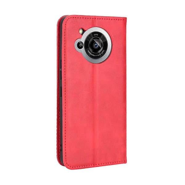 Til Sharp Aquos R7 Magnetisk Spænde Retro Tekstur Læder Telefoncover Red