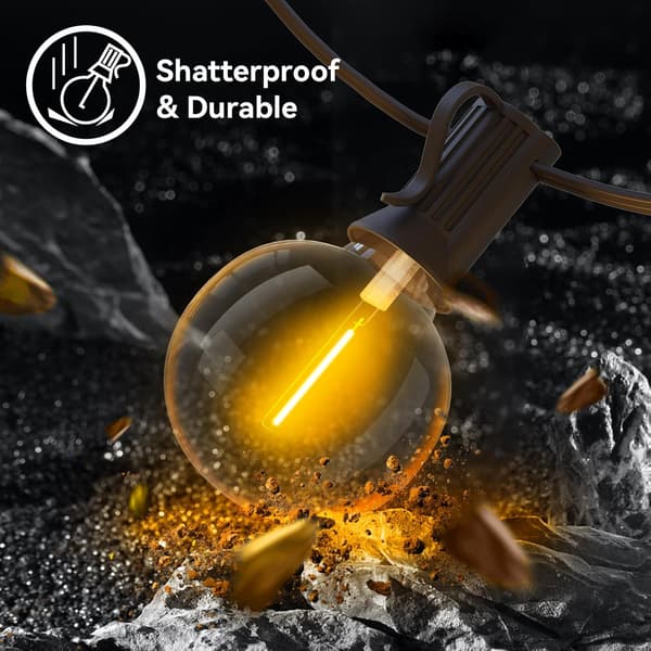 30m Outdoor String Lights, 50+2 G40 LED Bulbs, IP44 Waterproof for Patio and Party, Dimmable with Remote Control 30m
