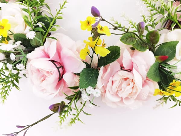 Kunstig Peonkrans Håndlaget Blomsterkrans med Eukalyptusblader