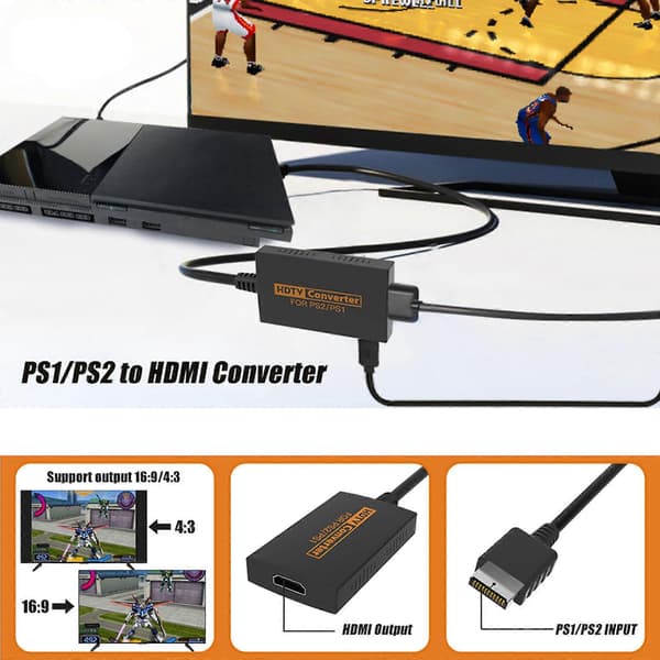 Konverteradapterkonsol til PS2 til HDMI-kompatibelt High Definition Link-kabel—ls