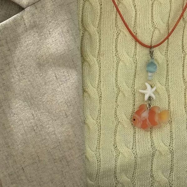 Sød Klovnefisk Perlehalskæde Smykker Unik Perlevedhæng Halskæde med Klovnefisk Pynt til Modeelskere—ls Orange