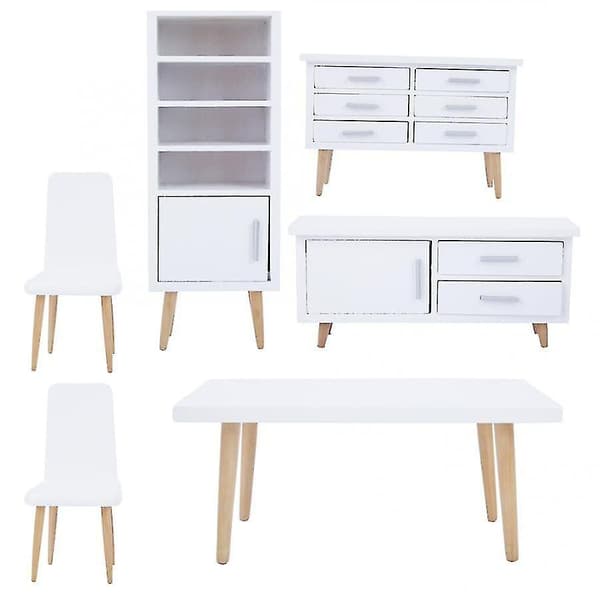 Puinen nukkekodin huonekalulelu White bed
