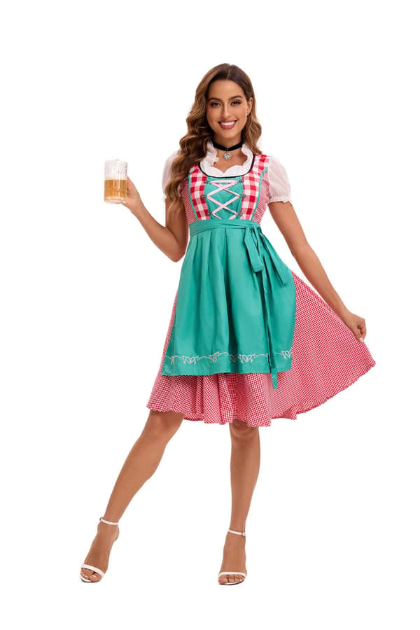 München Oktoberfest flickklänning, ljusgrön, storlek L