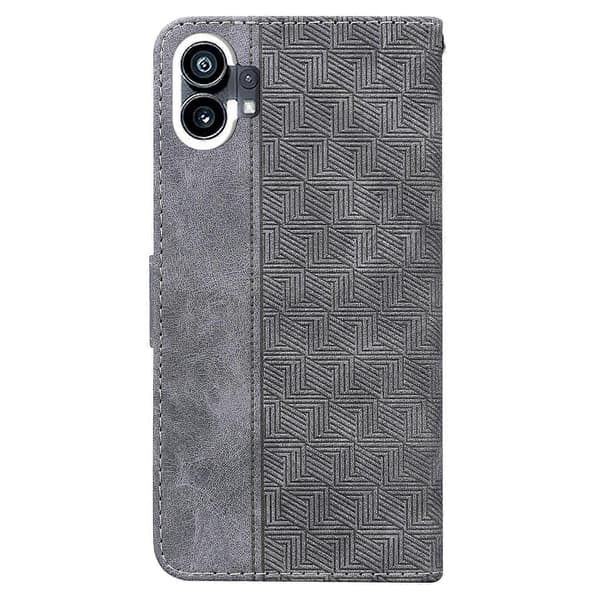 För Nothing Phone 1 Geometriskt präglat flip-läderfodral Grey