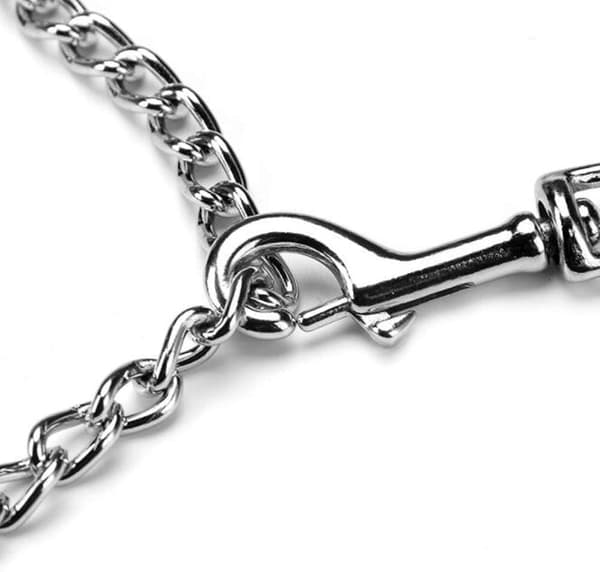 Chain Leash (120cm) Solid Metal Leash Leather Handle