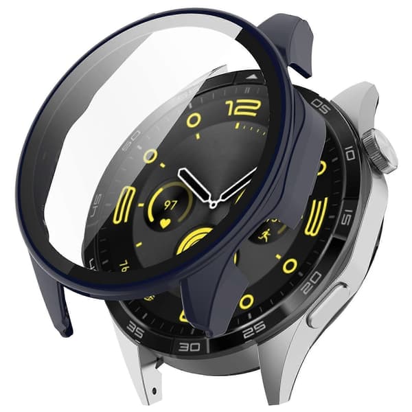 PC+härdat glas integrerat smartklockfodral Blue For Huawei Watch GT4 46mm