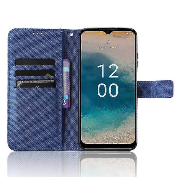 Til Nokia G22 4G Diamant Tekstur Læder Telefoncover Blue