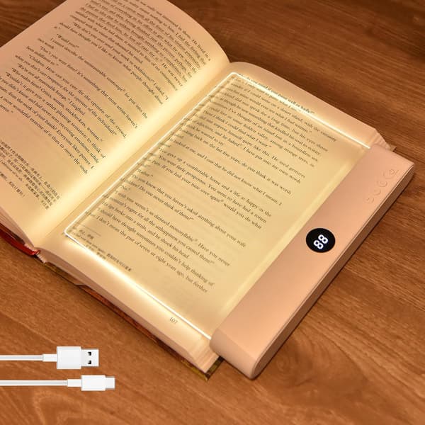 Dimbar LED-leselys 3 farger Flat boklampe for lesing Oppladbare helsideslys med timer Bærbare bokmerkelamper Klips på studie (rosa) pink