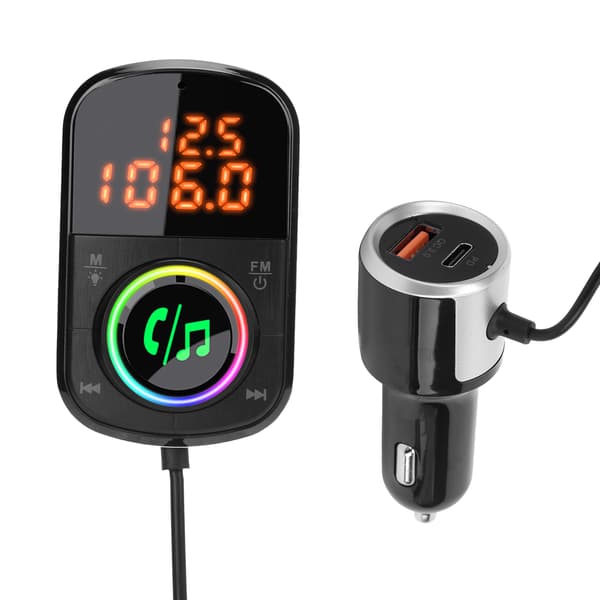 12V til 24V Bluetooth FM-sender Handsfree-samtaler PD 3.0 QC 3.0 Hurtiglading LCD-skjerm med fargerikt LED-lys