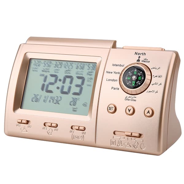 Digital islamsk bønnevekkerklokke - LCD-skjerm, Azan-alarm, bønnetidspåminnelse