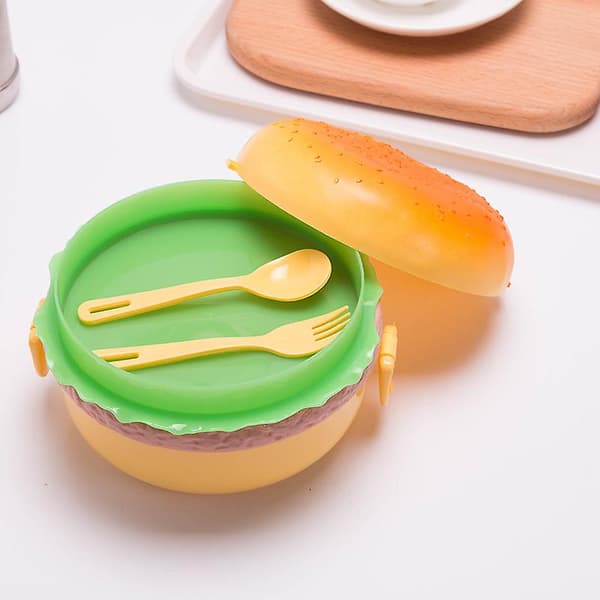 Hamburgerformet matboks, dobbeltlags søt burger Bento-boks matboks[ls] A