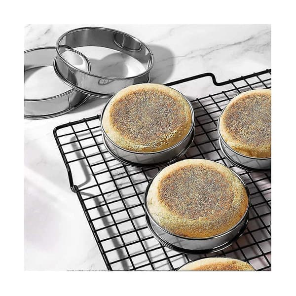 3.15 Tommer Muffinsforme Crumpetforme, 8 stk. Muffinsforme i Rustfrit Stål Dobbeltvalset Tærtering