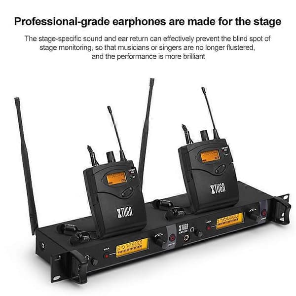 XTUGA IEM1200 Trådløs sender 6 Bodypack Scenesanger In-Ear Monitorsystem UK Plug