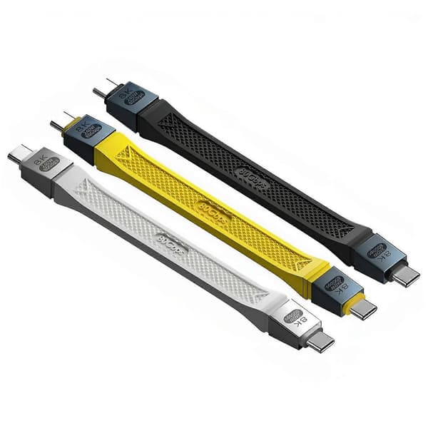 240W 8K 80Gbps USB-C / Type-C til USB-C / Type-C til Thunderbolt 5 Fuld Funktion FPC Kabel Datakabel White