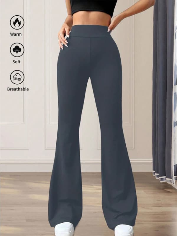 Høy midje utsvingte yogabukser for kvinner | Elastiske trenings- og danse-leggings *grå* M grå grey M