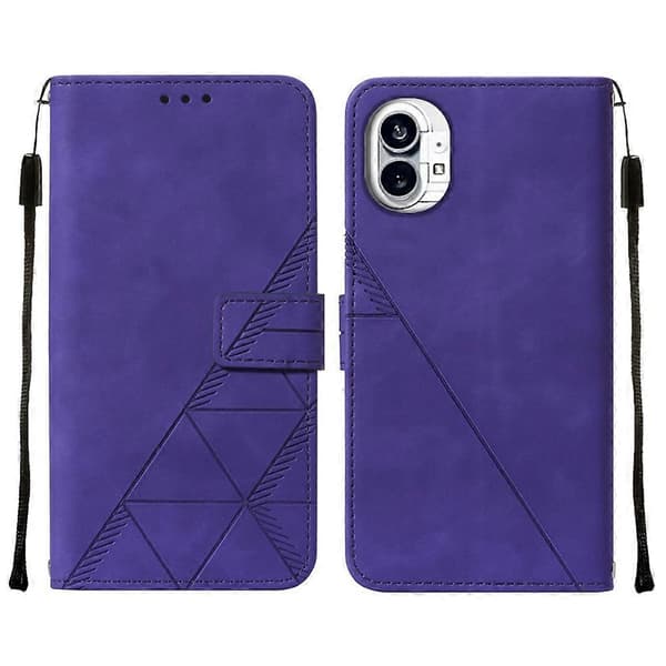 (Ny) Til Nothing Phone 1 3D præget flip-læderetui Purple