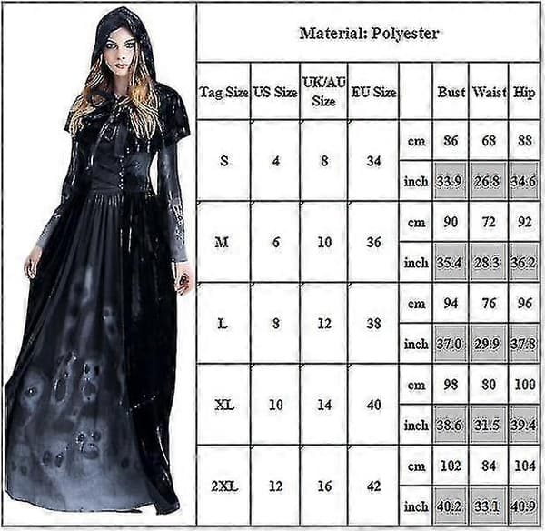 Halloweenkostume Heksekjole med hætte Halloweenkostumer til kvinder Cosplaykostumer