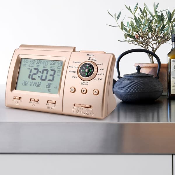 Digital islamisk bönväckarklocka - LCD-skärm, Azan-alarm, böntidspåminnelse