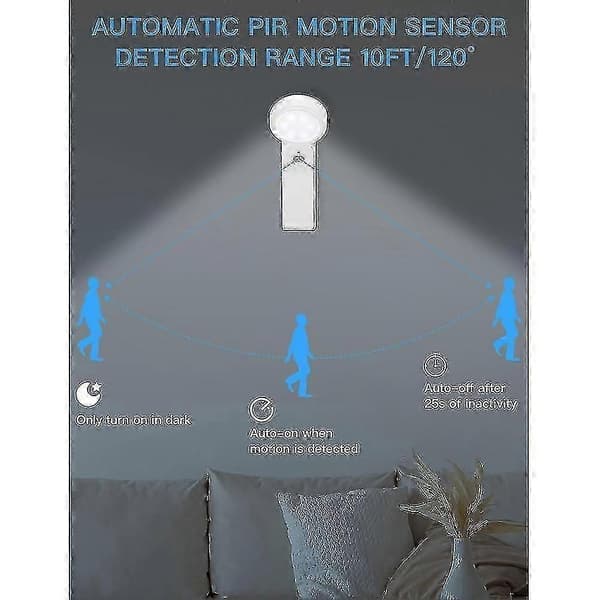 LED nattlys med bevegelsessensor, USB nattlampe (6 LED, hvitt lys)—LS