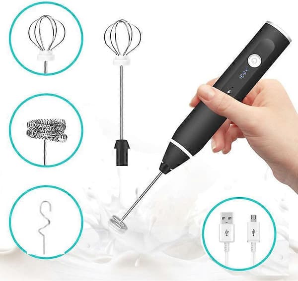 Elektrisk melkeskummer Håndholdt trådløs blender USB Mini kaffemaskin Visp Mikser Cappuccino Krem Eggvisp Matblender[ls] Silver