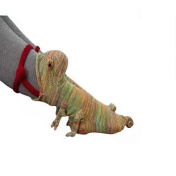 Strikket dyrestrømpe for kvinner, nyhet gulvstrømper, dyrestrømper vintervarme chameleon