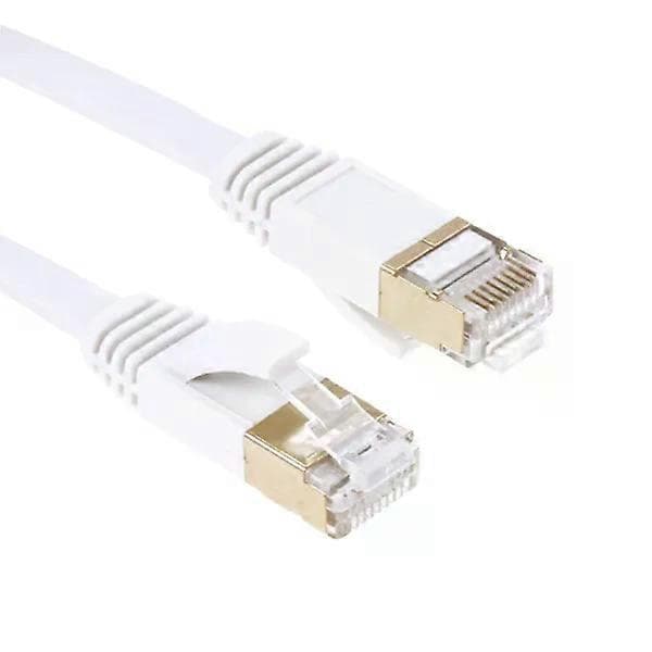 10m - Flat nettverkskabel Cat7 - Internettkabel Hvit