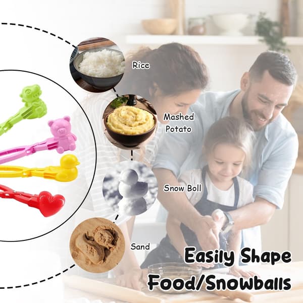 3-delt and risform til sushifremstilling, kreativ dyreformet sushiform, and risbolleform, DIY sushi-sæt, 3D risbolleform—ls