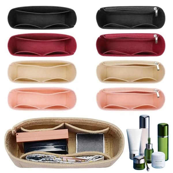 1 stk. Multi-Pocket Bag Organizer for Longchamp Mini Bag Insert Håndveske Fôr Bag rosa black