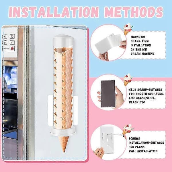 2 stk. isvaffeldispenser vaffelholder 40,6 cm L x 7,6 cm Dia med 2 pakninger kompatibel med isvægmontering