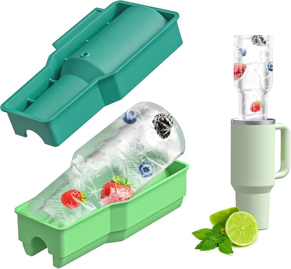 Kopform isform, isterningbakke silikoneform med låg, isform til Stanley hule cylindriske forme til cocktails—ls