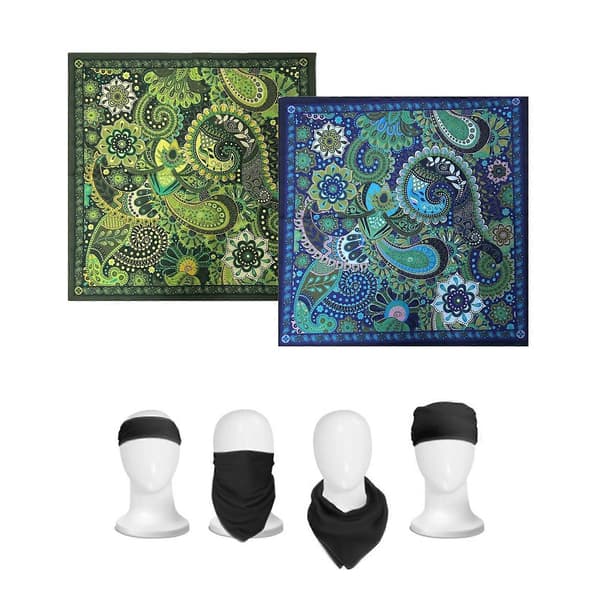 Halloween Bandanas Multiuse Hodeplagg Oversized Skjerf for Tenåringer Gutter Jenter Stilig Trykk Turban Karabinkrok—ls Green ring