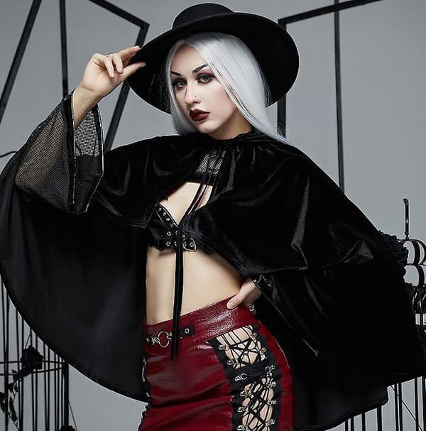 Dame Batwing Trykt Løs Kappe—ls Black