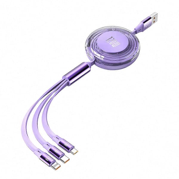 USB-datakabel 120W USB til Type C & Micro USB & 8Pin opladerkabel Udtrækkeligt opladerkabel Lilla—ls Purple