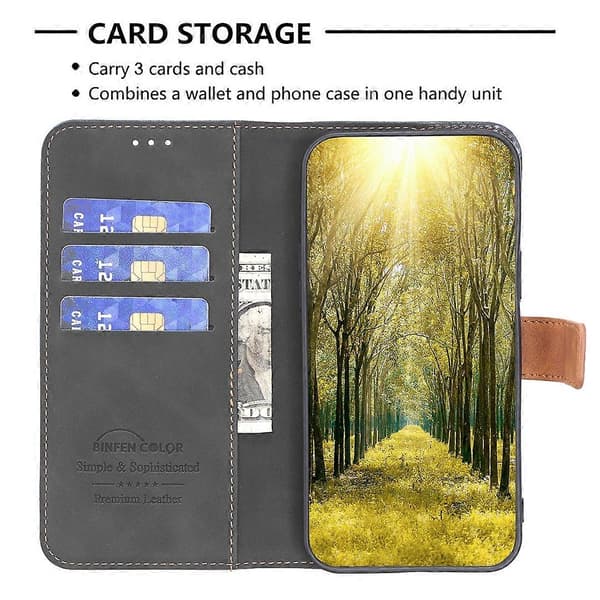 Til Nothing Phone 1 BF11 Farvematchende Skin Feel Læder Telefoncover Black