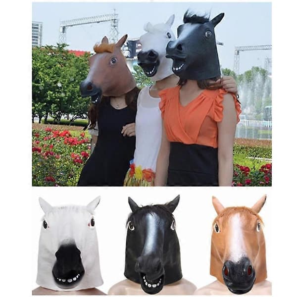 Halloween Hestemaske Cosplay Maskerade Morsom Halloween Hestehode Maske Hodeplagg white