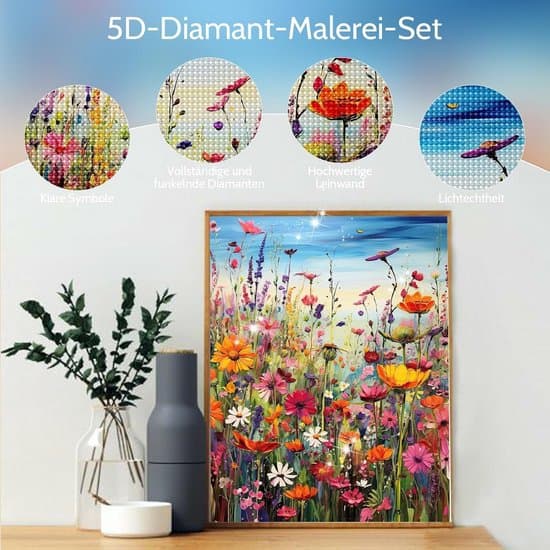 Diamantmaleri Blomster Håndværkssæt til Voksne 30 x 40 cm—ls
