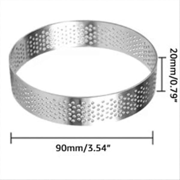 10 stk. 9 cm tærteringe i rustfrit stål med huller til dessert, tærte, quiche, kage og mousse bageform – ls