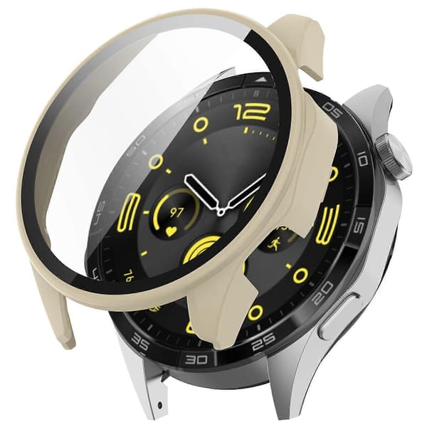 PC+hærdet glas integreret smart urkasse Ivory White For Honor Watch 4 Pro