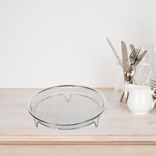 Airfryer grill, airfryer kurv, bakke, rustfri airfryer, sølv—ls